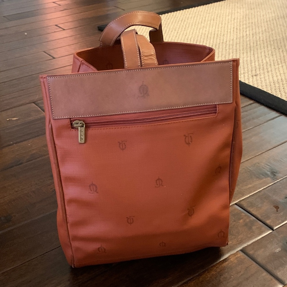 el Caballo Orange and Brown Leather Backpack Bag USED